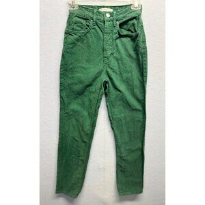 PacSun Green Corduroy Dad Jeans High Waisted Straight Leg 23